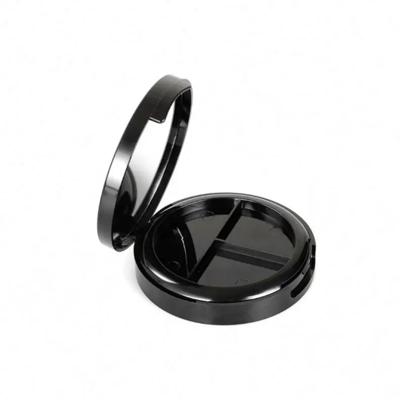 3 colors Customized Empty Plastic Eye Shadow Round Case 3 holes Matt eyeshadow Packaging Palette With Mirror
