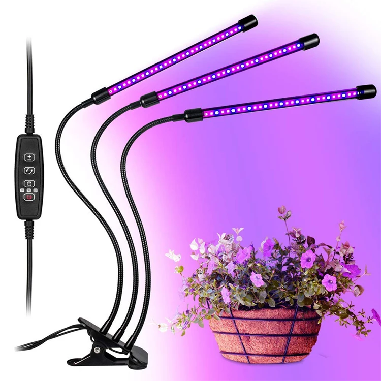 
Amazon Top Seller 3 Triple Head Gooseneck Clip Desk Plant LED Grow Light for Microgreens 