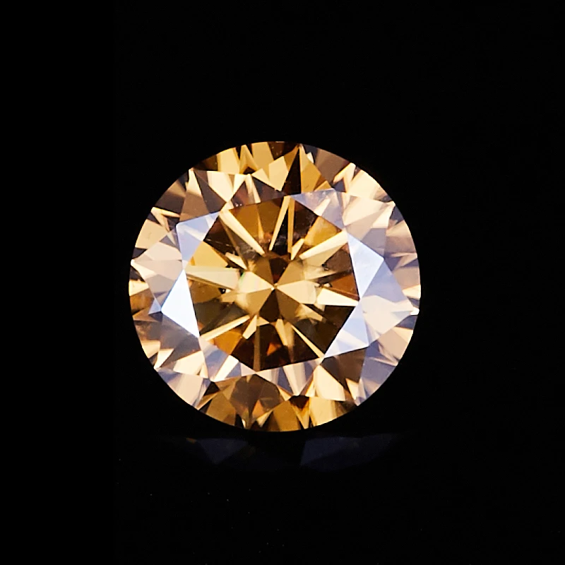 Wholesale price champagne round shape brilliant moissanite