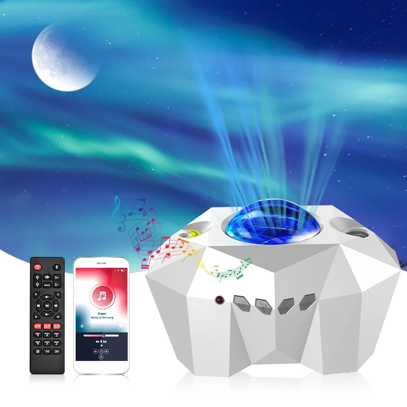 2022 Hot Seller Ocean Wave Music Speaker Twinkle Star Led Night Light Starry Sky Projector For Room Decoration