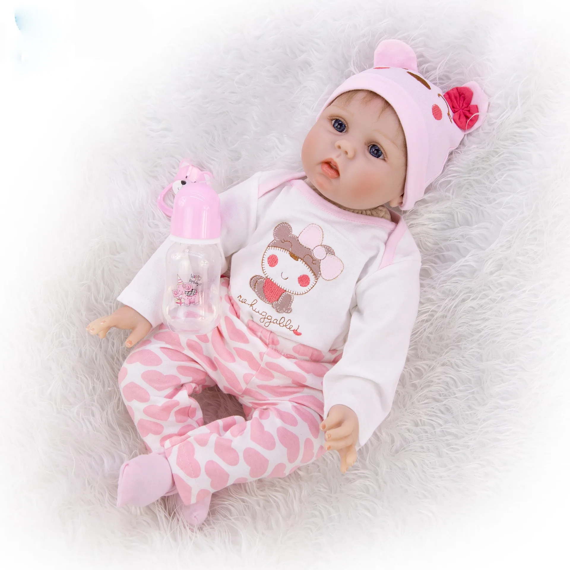 Juguetes Ninos 47 CM Interesting Pink Clothes Cute Simulation With Pacifier Reborn Doll For Kids