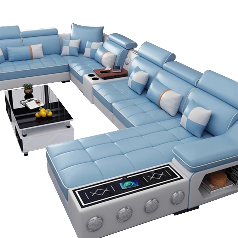 Modern Sectional Nordic L U Shaped Reclining Sofa Set Fabric Couch Living Room Sofas