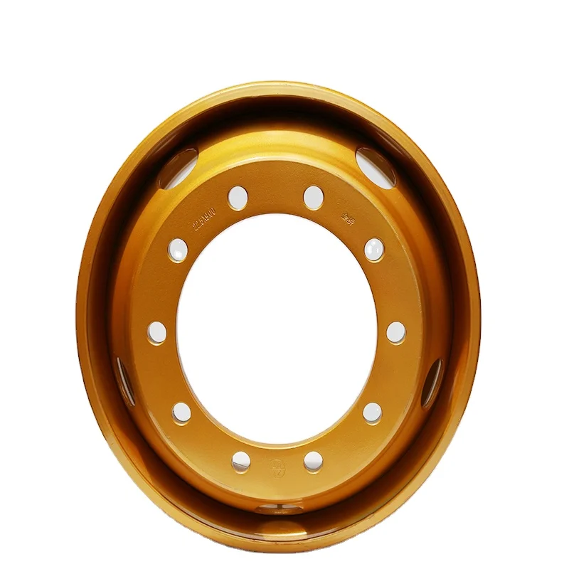 22.5X6.75/7.50/8.25/9.00/9.75 Good quality of steel galvanized trailer wheels TUBELESS STEEL WHEELS