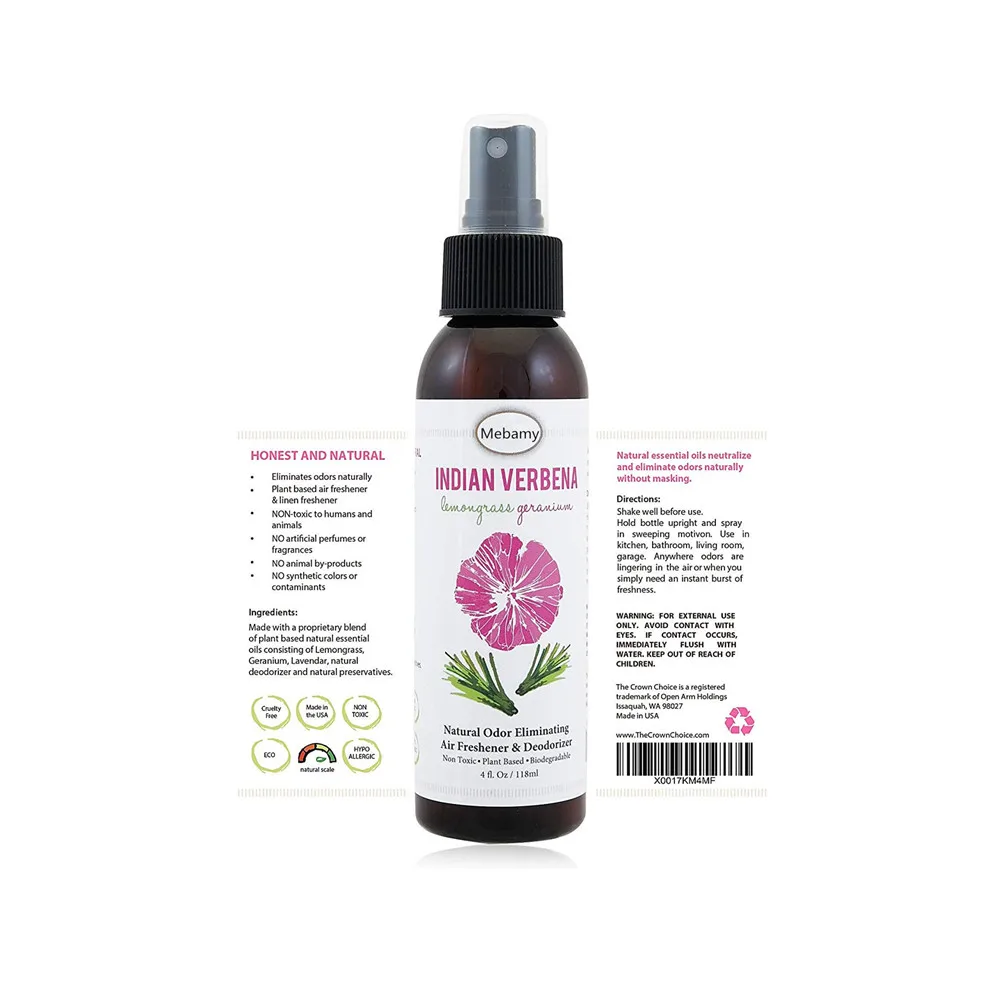 Private Label Lemongrass Geranium Natural Air Freshener Room Spray