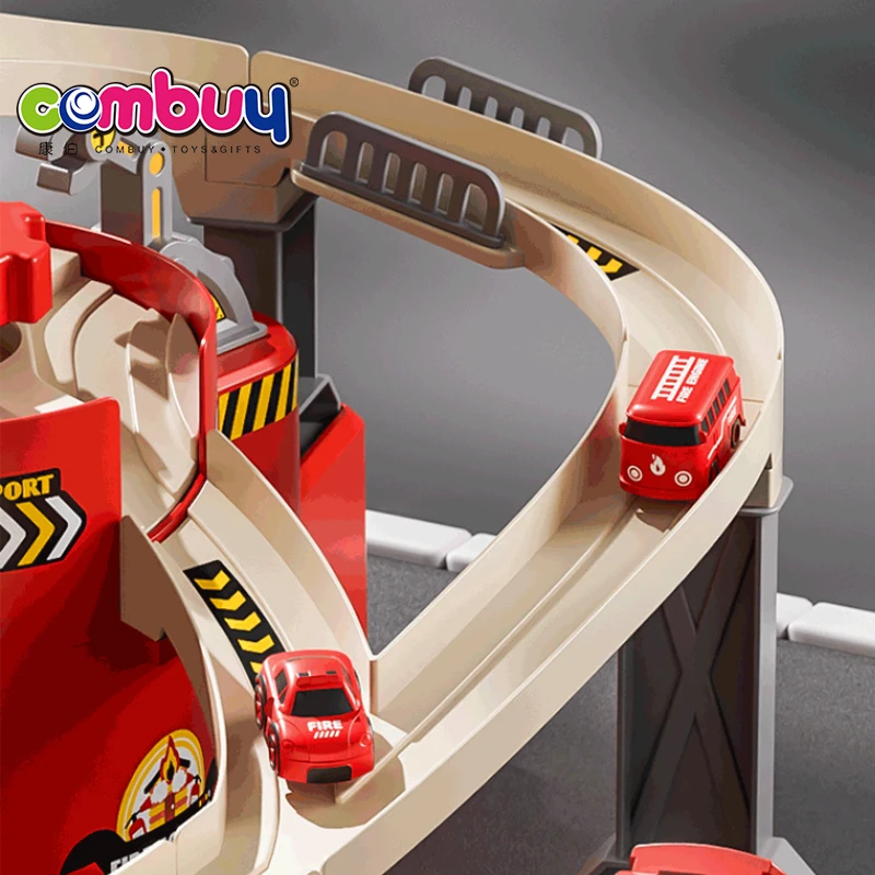 Electric Elevating Building Wash Vehicle Educational Diy Puzzle Slide Track Car Toy
