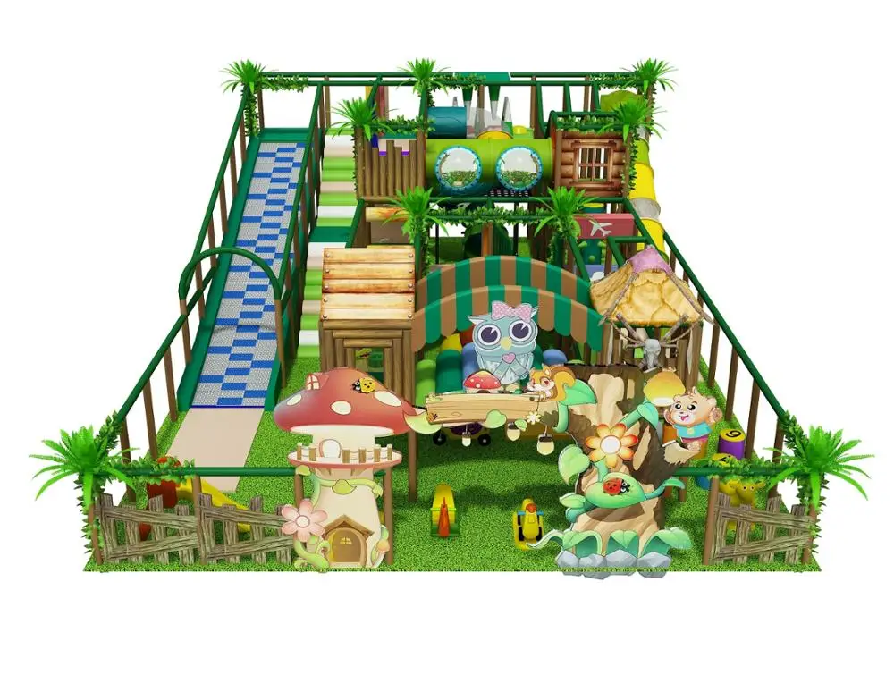 Cartoon Owl Forest Theme Toddler Indoor Play Centre for Mall/ Kids Cafe/ Playground Business