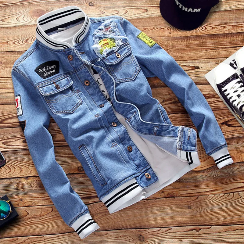 
Wholesale Denim Jacket Mens Slim Fit Japanese Style Teens Boys Denim Jeans Jackets and Coats 