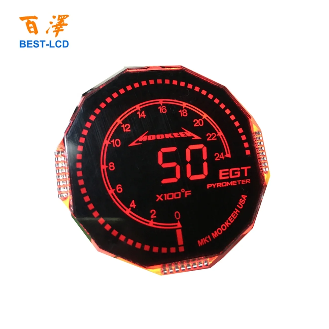 PMVA customized Round Shape Graphic LCD Display With Green/Blue/White/Red LED Backlight For Automobile/Motorbikes