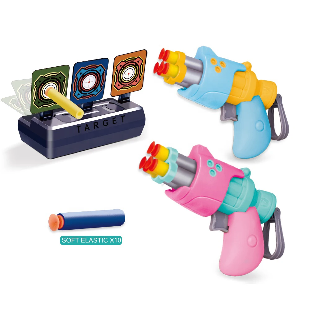 Children indoor shooting pistol rotating double kids sniper toys gun plastic eva soft bullet gun toys