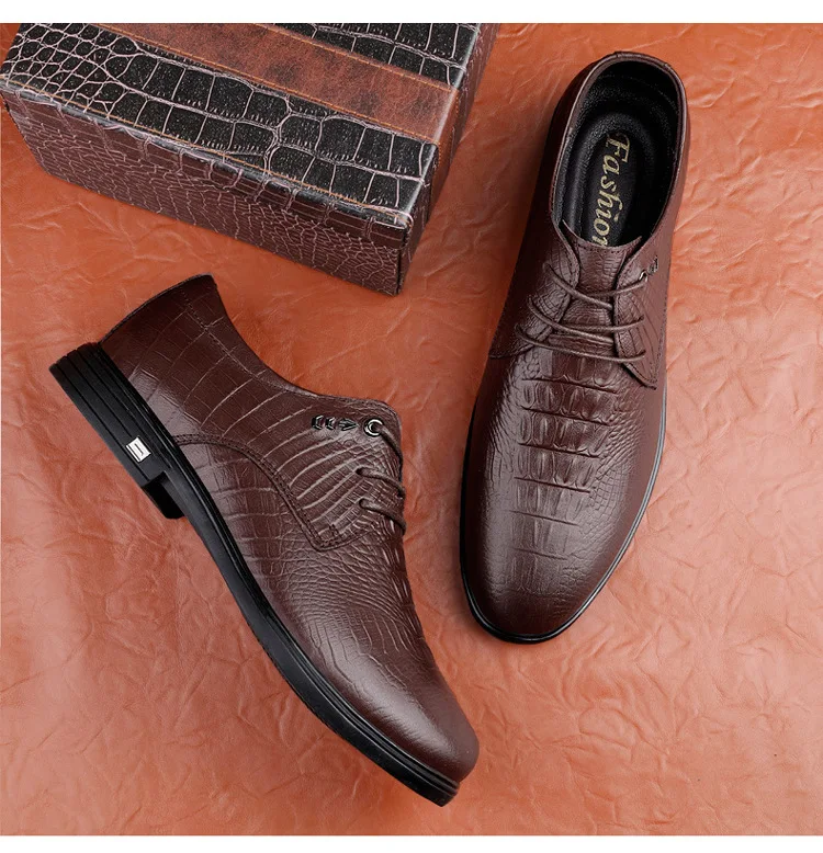 New formal business casual leather shoes cowhide British soft sole trend warm and plush driving shoes