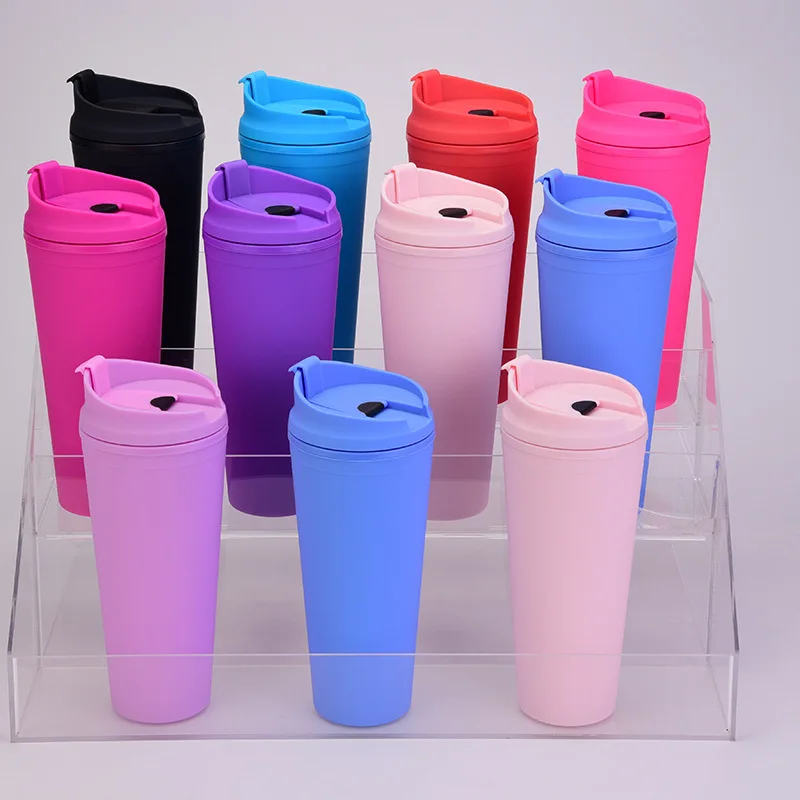 2022 New Product 24oz Double wall plastic matt tumbler with lid