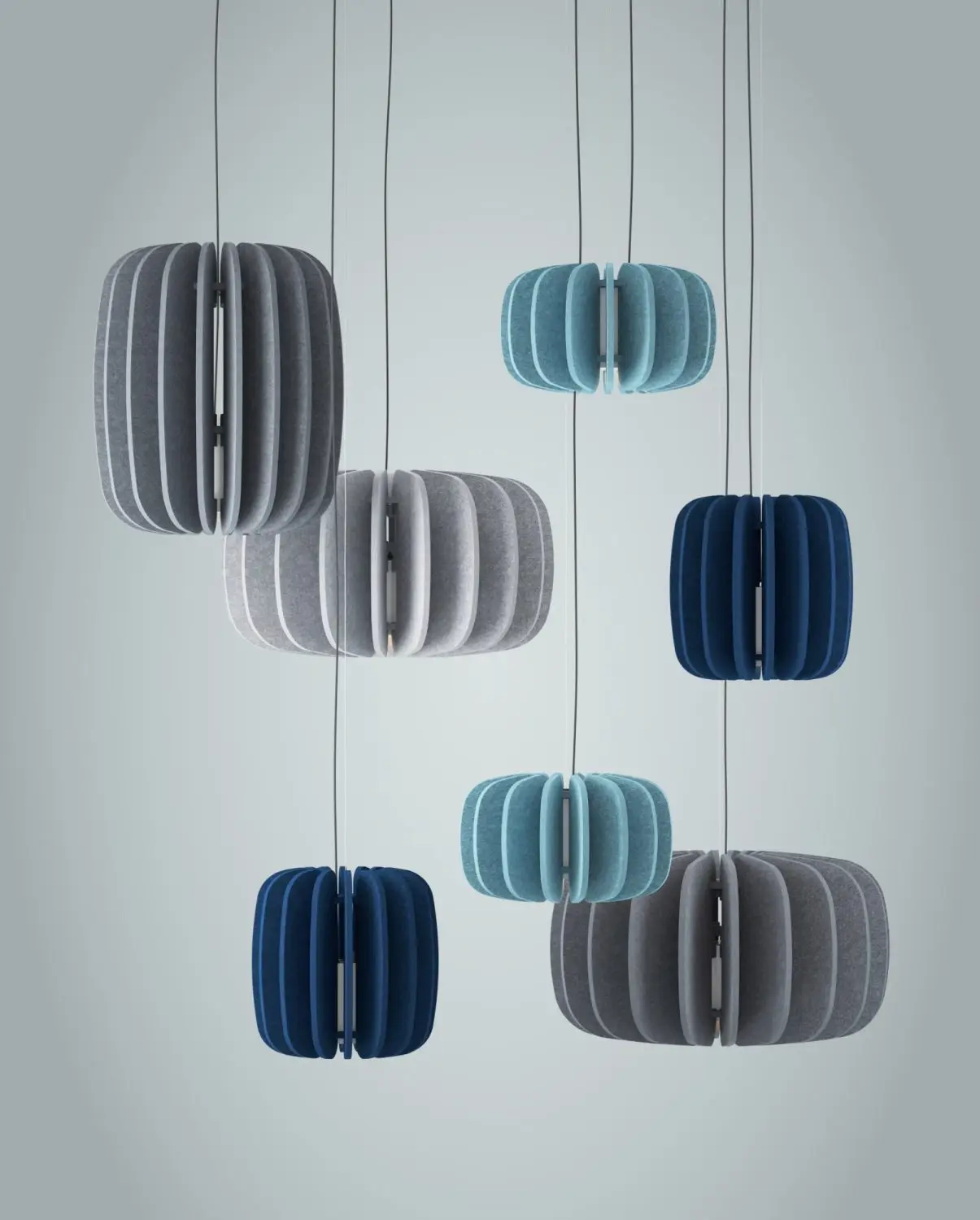 Kunuo Beautiful Drum Design LED Acoustic Panels Polyester Hanging Decoration with Lighting Luminaire