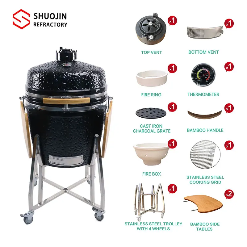 Outdoor Kamado Grill Ceramic Cookware Built-in Ovens BBQ for Outdoor Cooking