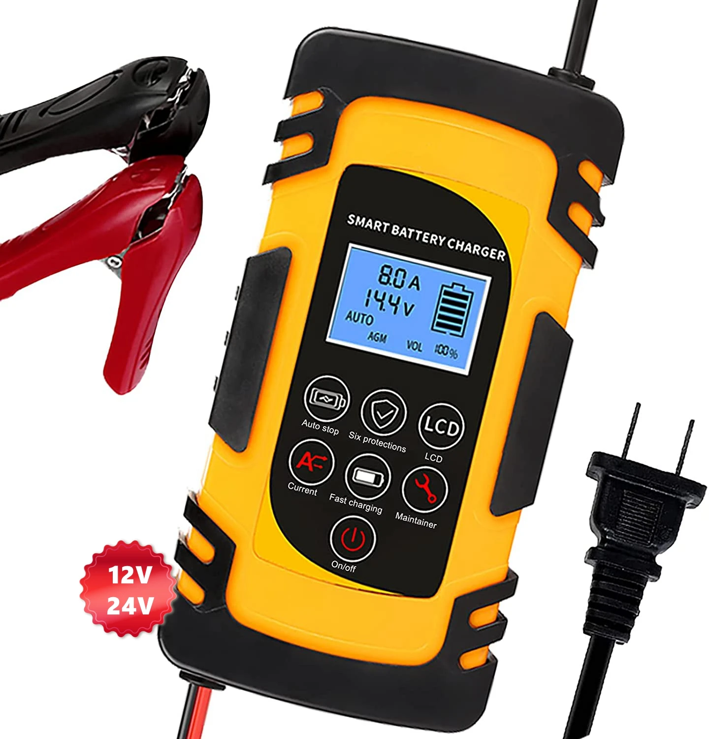 Good Quality Auto Lead Acid Battery Charger 12V 24volt 4A 6A 8A Smart Battery Maintainer Charger for Car Motorcycle Boat