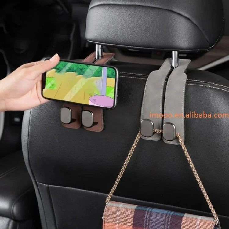 Factory Price Car Seat Back Hook Leather Headrest Hanger Bag Pouch Clothes Hanging Hooks Fastener Clip Interior Accessories