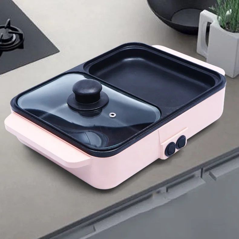 2 in 1 electric hot pot and grill electric mini baking pan