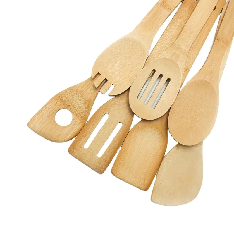 
Kitchen Non-stick Utensil BAMBOO Spatula spoon 7 Piece Cooking Salad Stirring Tools spatula Cookware Set amazon hot sellings 