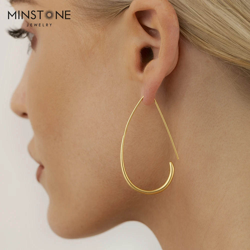 MINSTONE Jewelry 18K Real Gold Solid Brass Metal Fashion Earrings