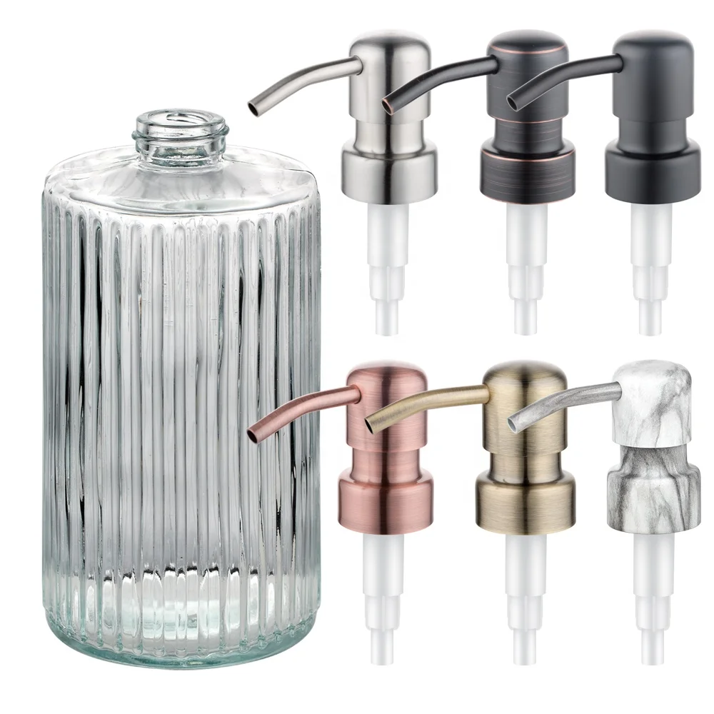 Wholesale Lines Glass Soap Dispenser Bottle with Pump Soap Liquid Shampoo Dispenser Manufacturer