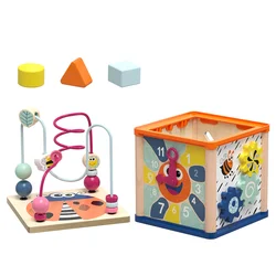 Topbright Multifunctional Four-sided Treasure Box Shape Recognition Matching Round Beads Cube Children Toys Bead Maze Toys
