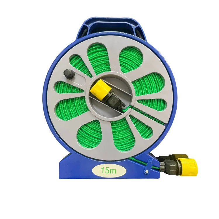 Portable Garden Hose Reel Spray Nozzle Standard Connector With Flat PVC Water Hose