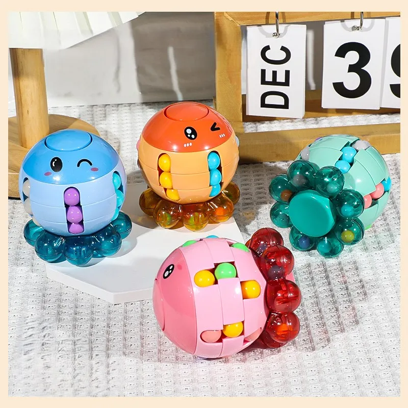 2024 New Good Selling octopus rotating kids magic puzzle fidget cubes toys magic bean finger spinning fidget sensory toy