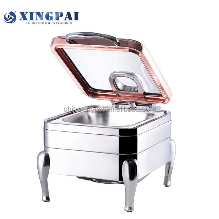 XINGPAI commercial restaurant equipment buffet food warmer 4 L stainless steel cheffing dish with glass lid