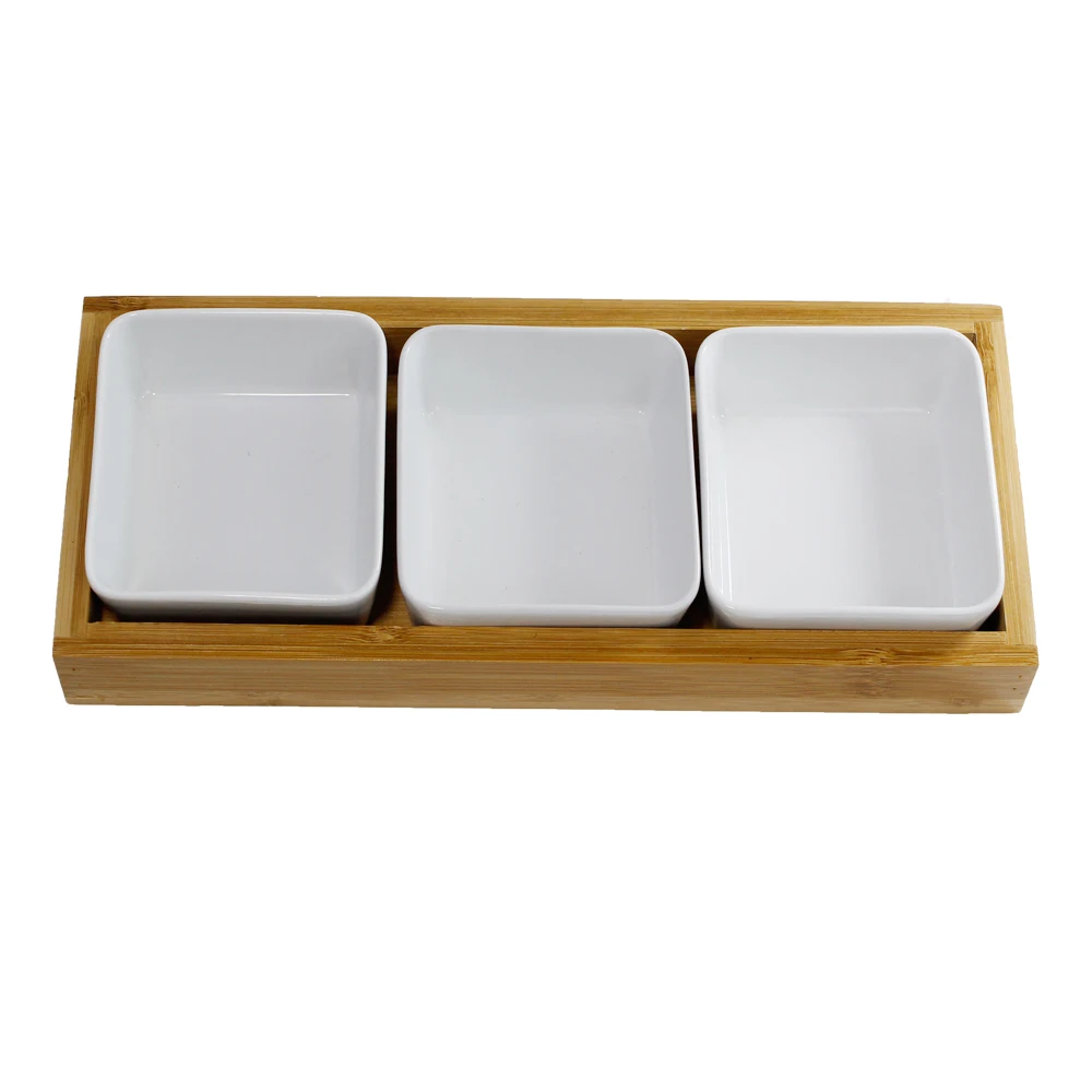 
Snack Serving Tray Container Removable Ceramic Bowls Ceramic Dry Fruit Snack Tray Set 