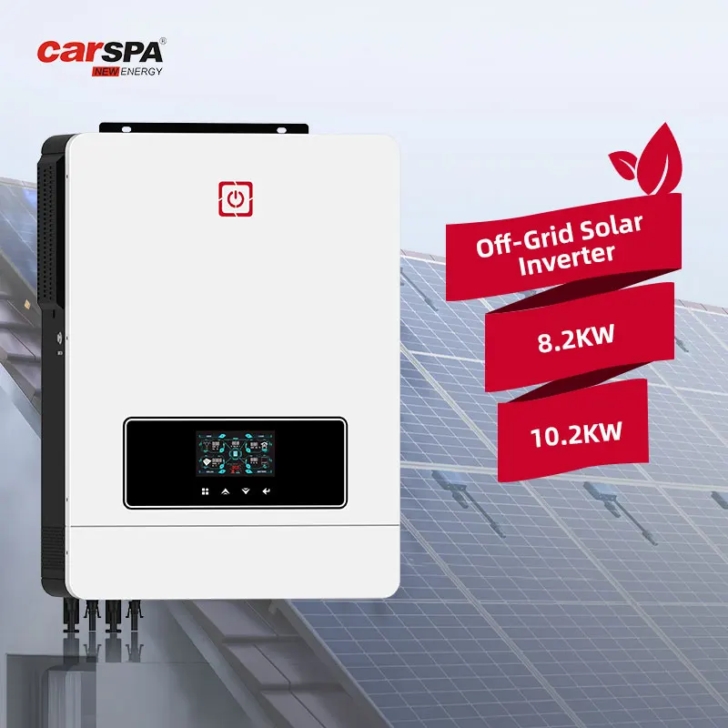 Carspa  New Arrival Dual PV Input and Output 8.2KW 10.2KW On Off Grid MPPT Hybrid Solar Inverter 8KW 10KW