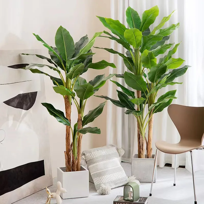 1.1m 1.4m 1.7m 2.2m 3m High Simulation Indoor Decor Big Tropical Banana Tree Plastic Artificial Plants For Home Hotel Office Use