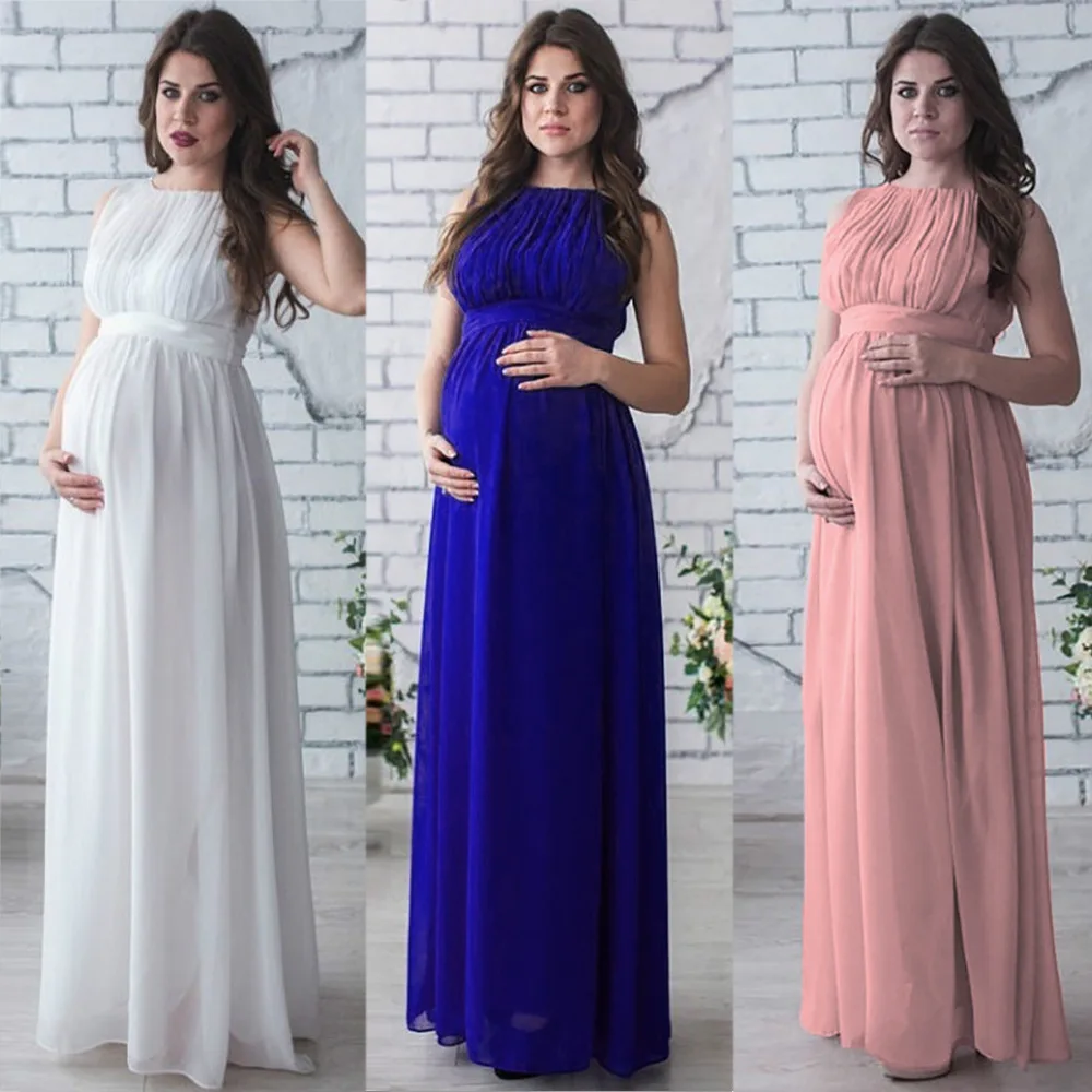 Visualize 2021 Maternity Gown Lace Maxi Dress Women Clothes Photography Pregnancy Dress For Photo Shoot Pink Pregnant Dress