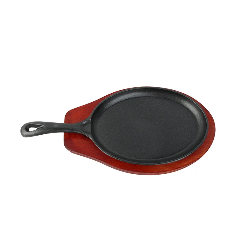 High Quality Pre-Seasoned Oval Shape Shallow Flat Cast Iron Skillet frying non-stick  pan