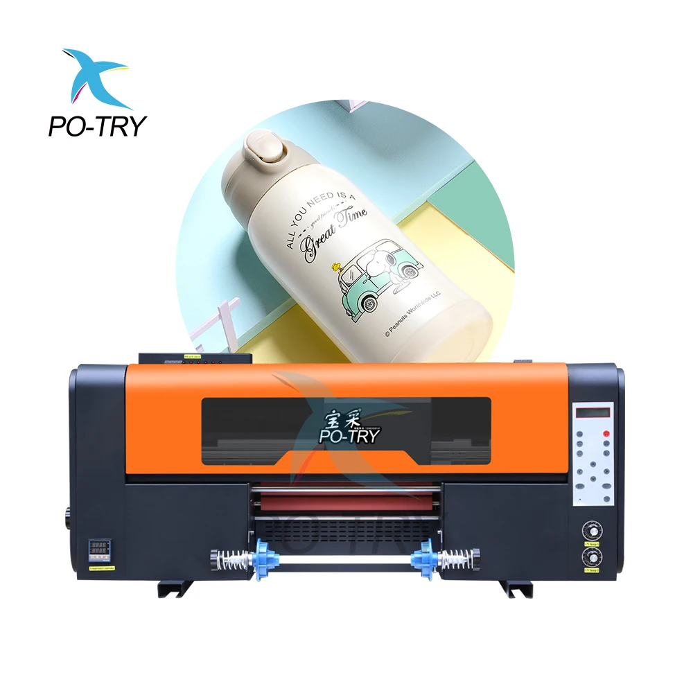 Po-try High Speed 3 XP600 Print head Uv Dtf Film Printer All In One 2 in 1 a3 30cm Roll Uv Dtf Sticker Printer With laminator