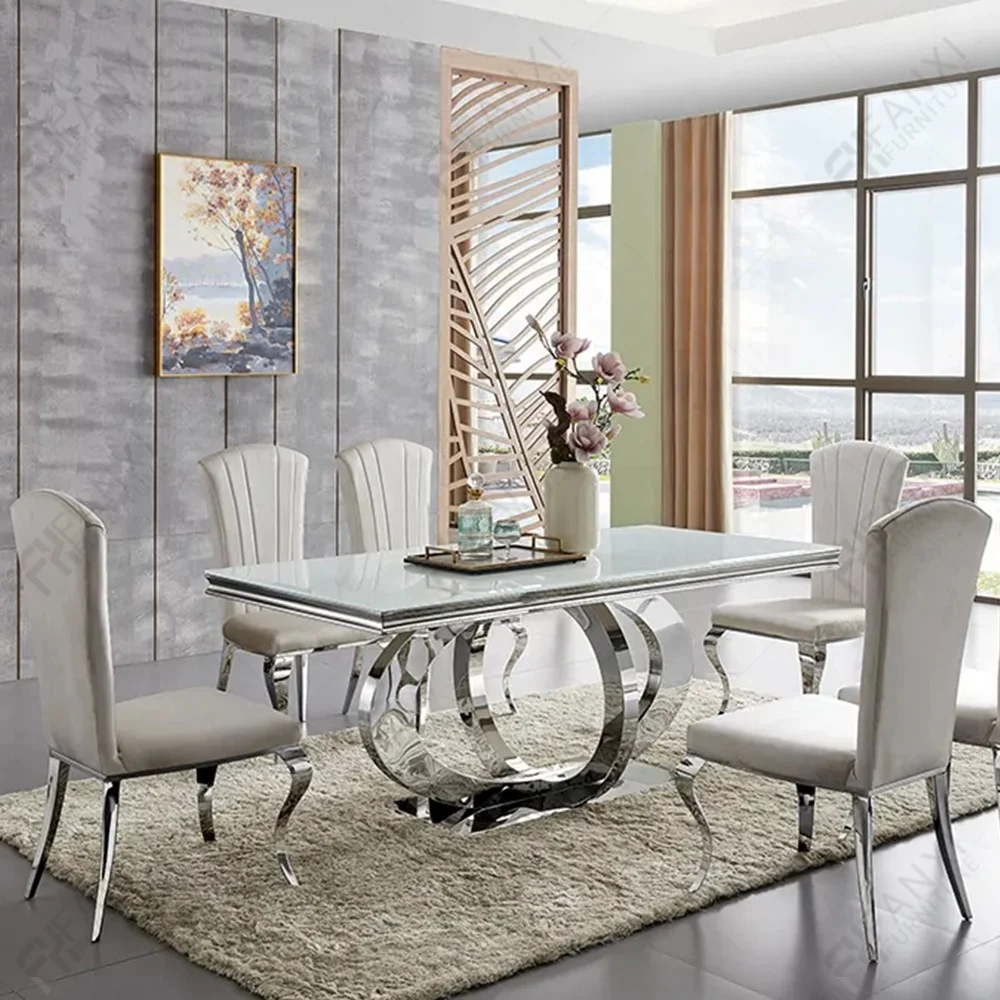 Home furniture grey artificial marble steel leg slate dining table set 4 chairs restaurant tables italian round dining table