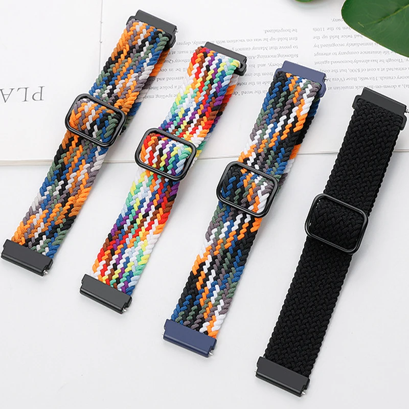 20mm 22mm Quick Release Pin Loop Strap Wristband for Huawei Watch GT3 Adjustable Nylon Braided Elastic Watch Band