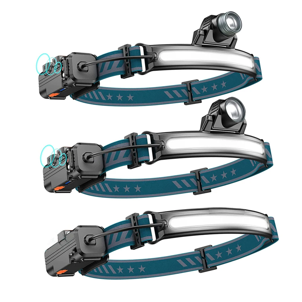 COB+XPG LED Headlamps Super Bright Lightweight Rechargeable Headlamp Flashlight Waterproof 2000mAh Induction Headlight
