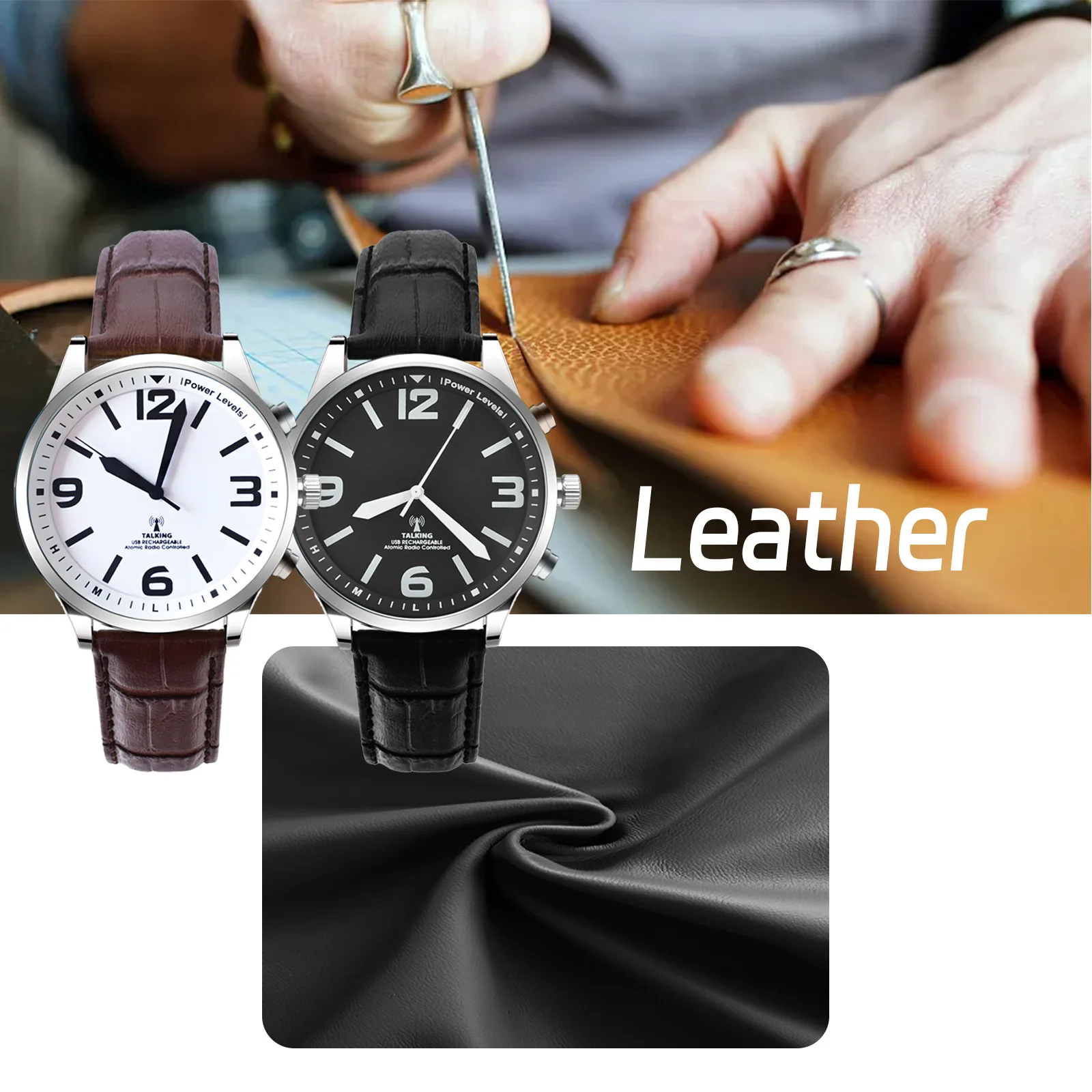 English Atomic Radio Controlled Talking Watch for Unisex Seniors Men Loud Sound Time Day and Date Alarm Clock Visually Impaired