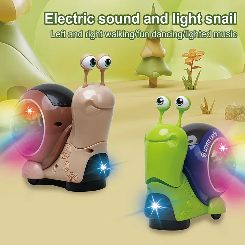 Musical Lighting Universal Electric Crawling Obstacles Avoidance Snail Toys for Kids