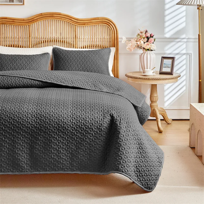 Washable cotton quilted quilted bed blanket 3-piece set