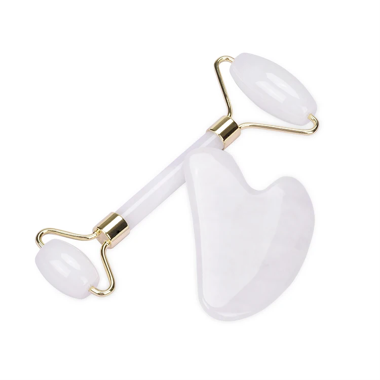 Customize natural high quality crystal gua sha scraping white jade massage tool