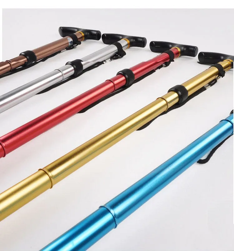 Adjustable Folding Walking Stick Aluminum Alloy Folding Cane Crutch Elderly Climbing Crutches