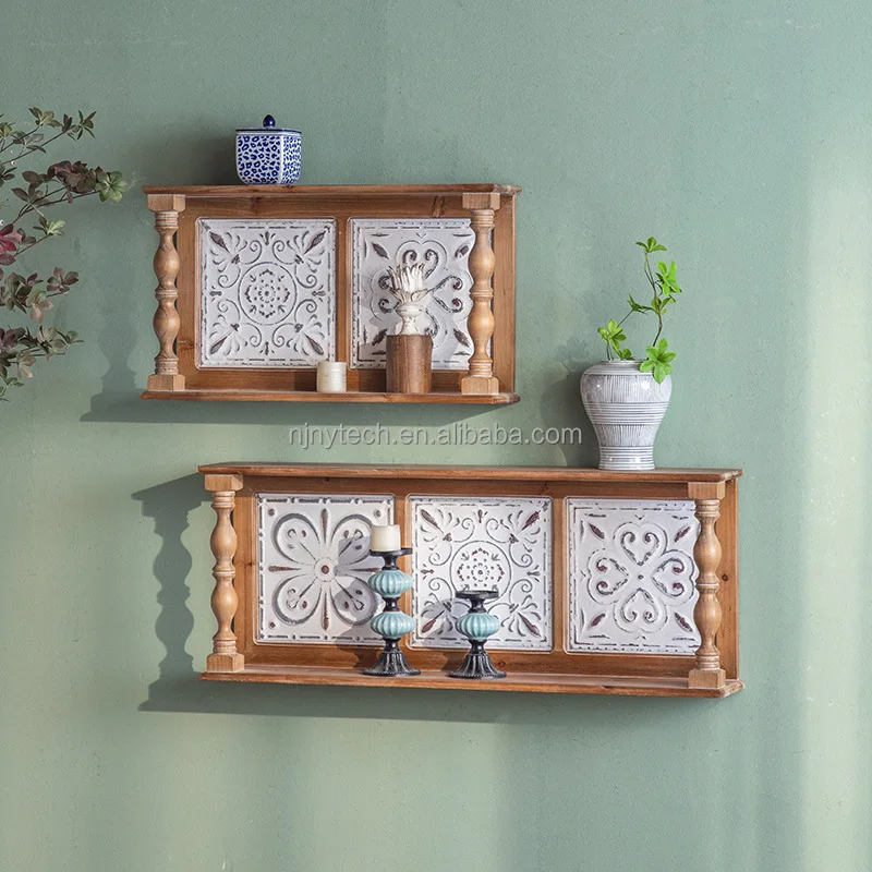 Home Multi-function Wall Mounted Shelves Mounted Modern Rustic Wooden Wall Hanging Shelf Simple Floating Wall Shelves