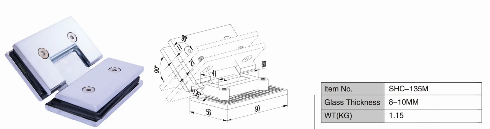 Aledaer High Quality Shower Room Door Hinge Frameless Glass Hardware Stainless Steel Mirror Polished Door Hinge
