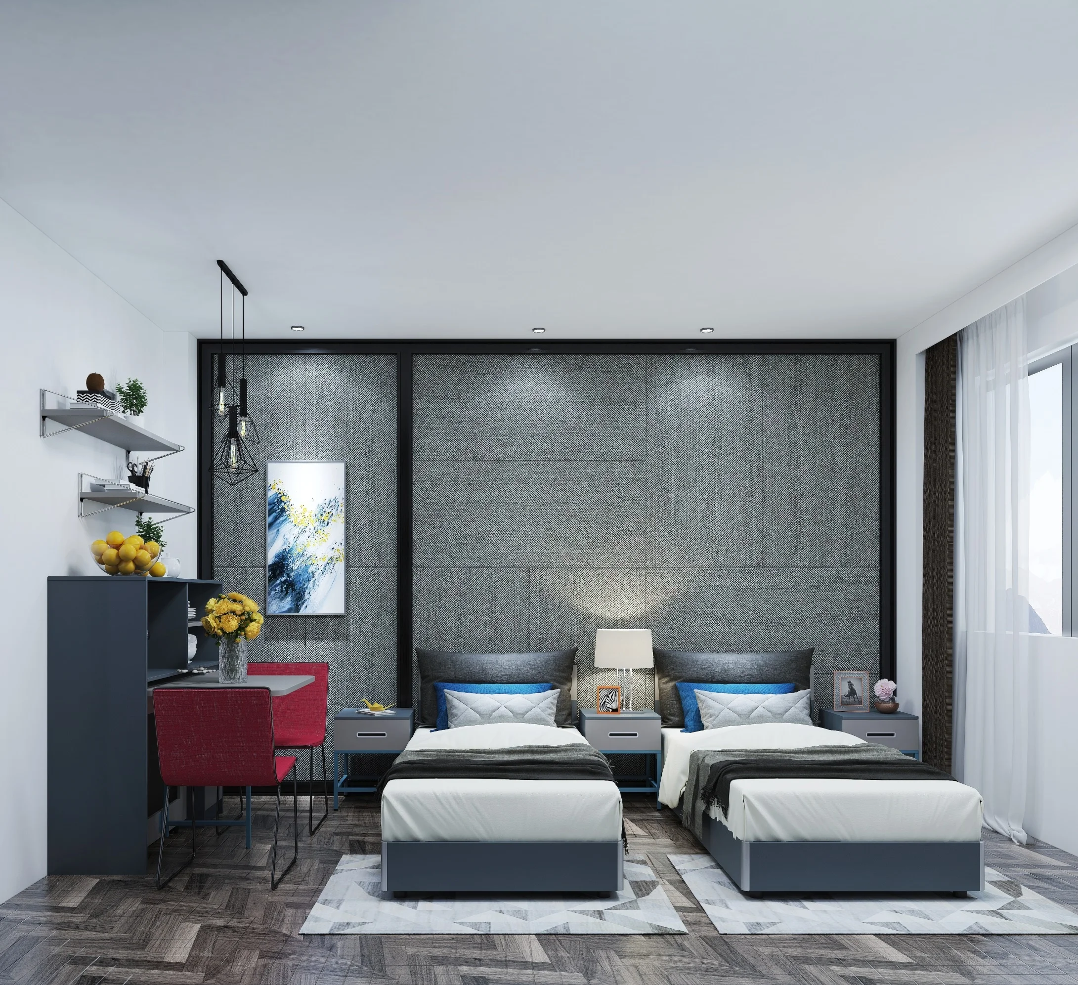 School Furniture Dormitory Complete Furniture Solution Plan Bunk Bed Folding Bed Study Table Computer Desk TV clove Shoe Rack CB