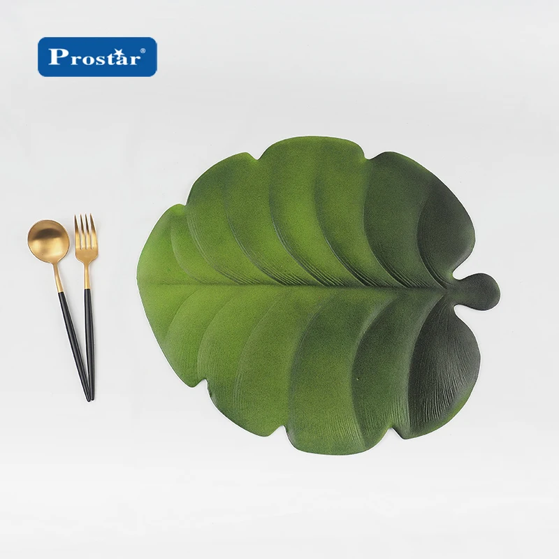 2024 New canton fair factory gold and silver leaf shape EVA Placemat