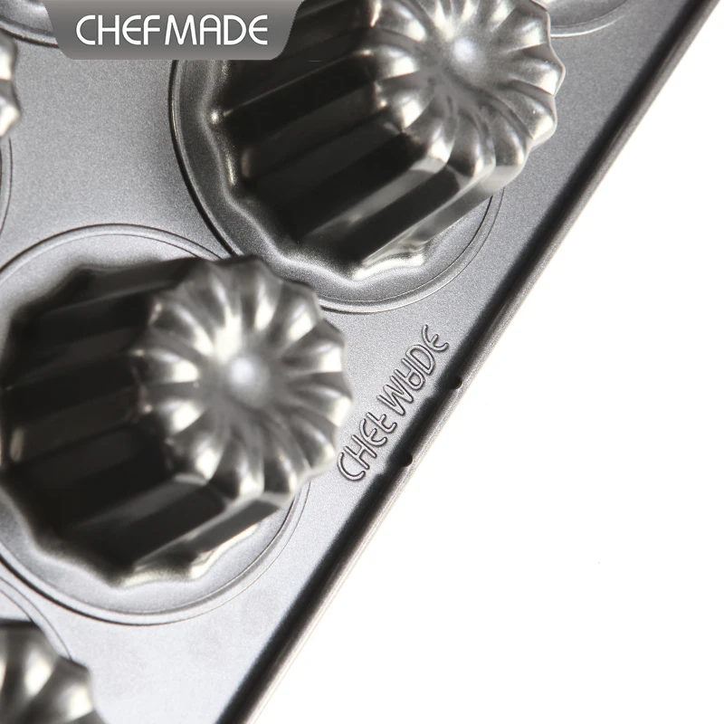 CHEFMADE WK9867 Carbon Steel Bakeware 12 Cavity Cup Muffin Cake Non-Stick Cupcake Pan Cannele Mould Canele Mold