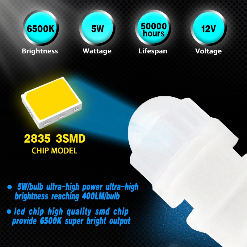 LED T10 24V W5W Ceramics 2835 3SMD 168 194 Wedge Licence Plate Lights W5W Turn Side Lamp Reading Dome Light Auto Parking Bulb