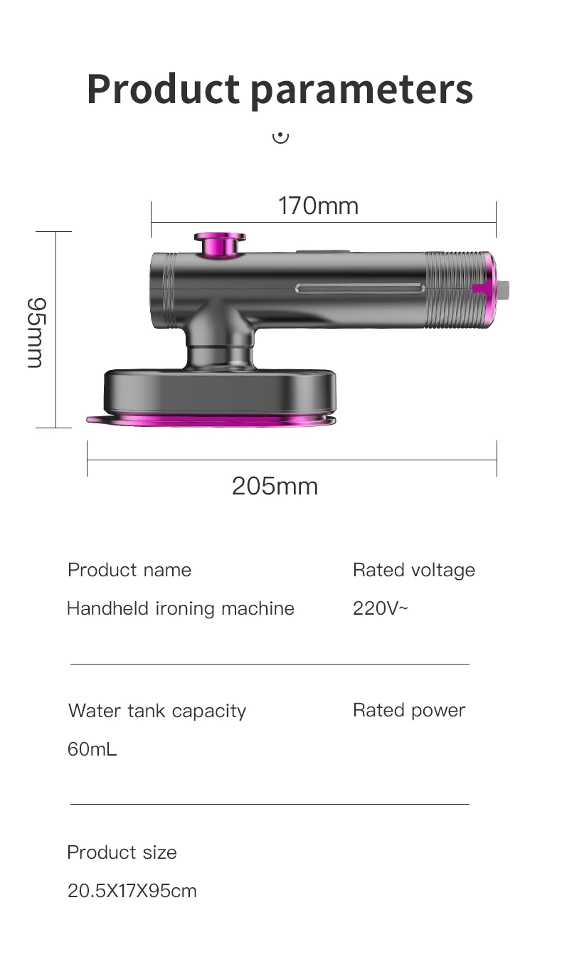 Factory Price 60ml Water Tank Handheld Household Portable Lightweight Electric Wired Steamer Iron For Cloths
