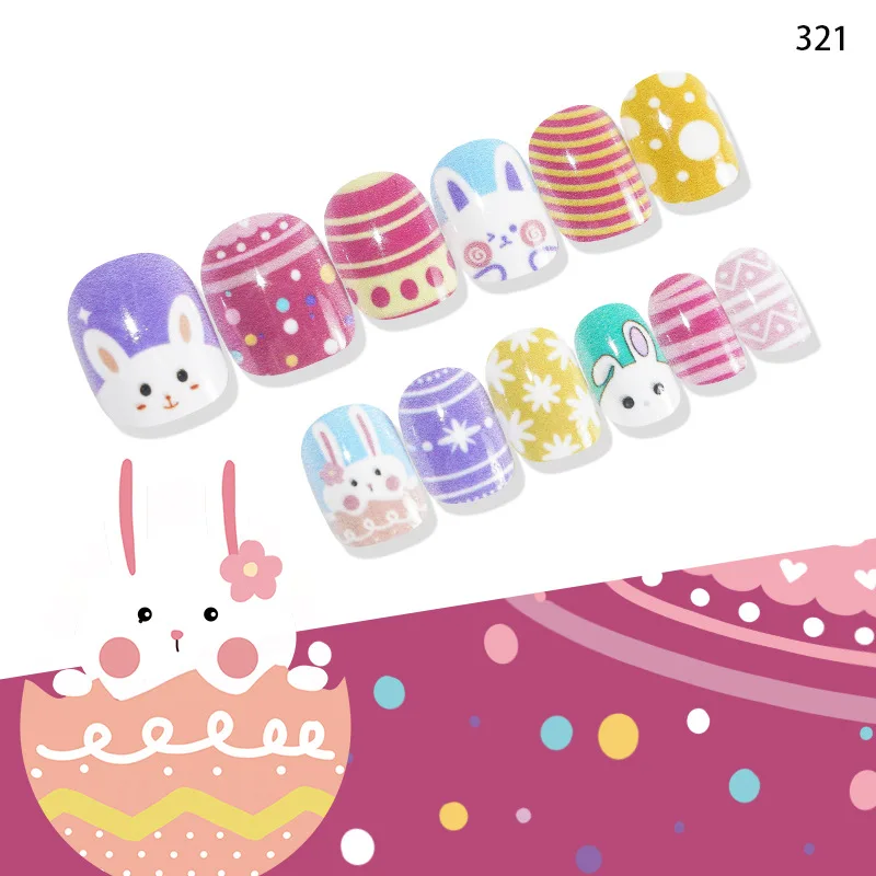 24 pcs Kids Press on Nails Cute Design Artificial Fingernails Customize Packaging