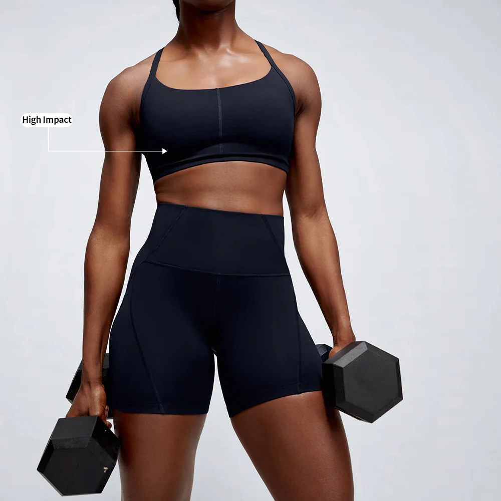 Yoga Sets Fitness Mujer 2024 Custom 2 Piece Crop Top and Yoga Shorts Set Plus Size Gym Clothes Women Sports Set